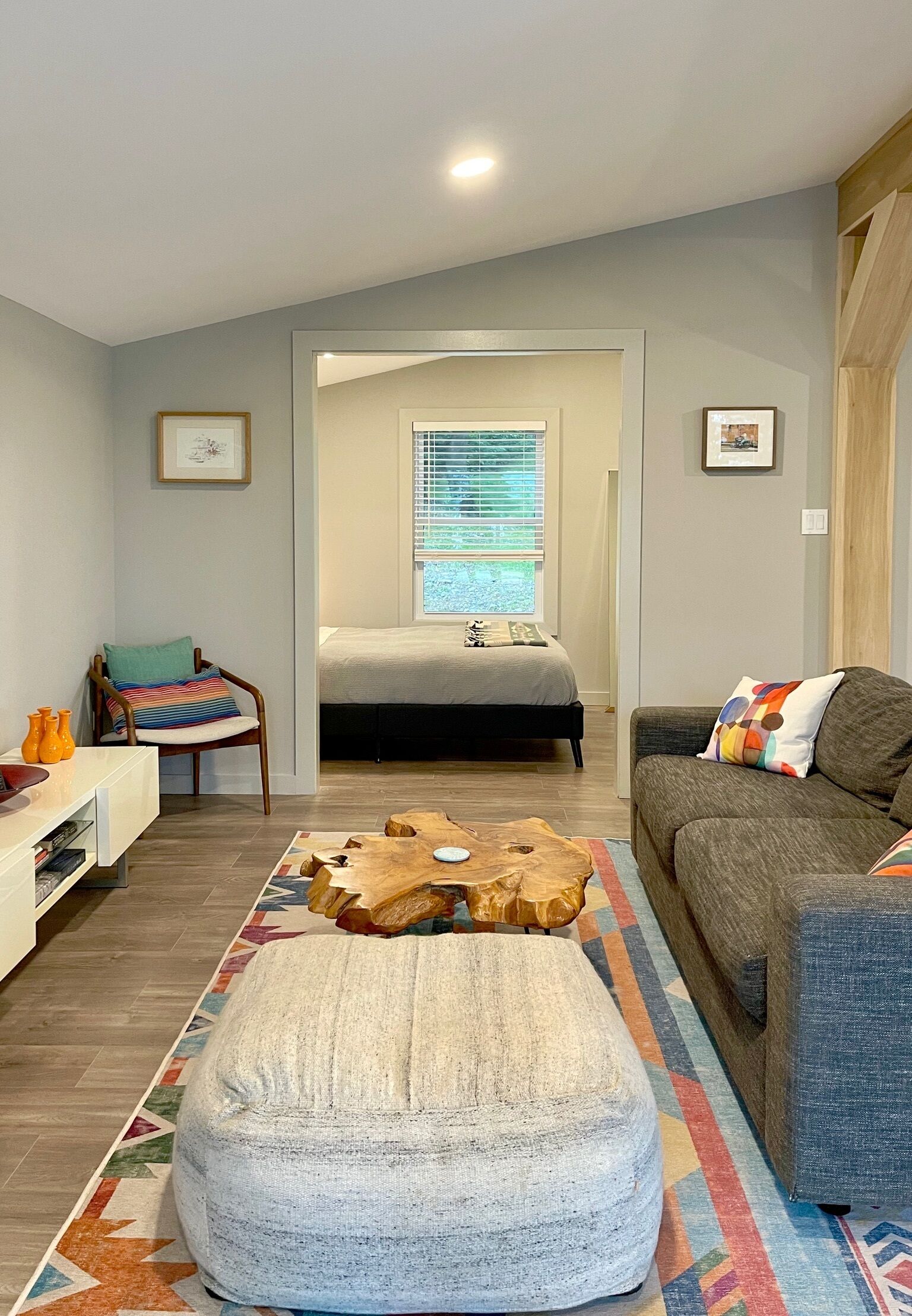 1 bedroom, desk, iron/ironing board, travel crib