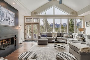 Flat-screen TV, fireplace, offices