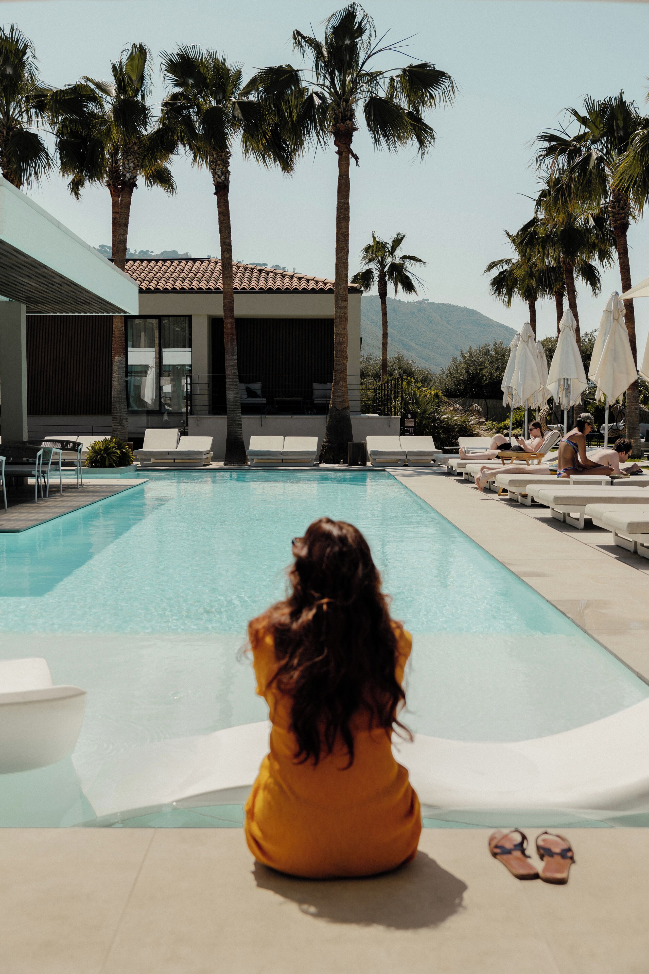 Outdoor pool, open 9:00 AM to 7:30 PM, sun loungers