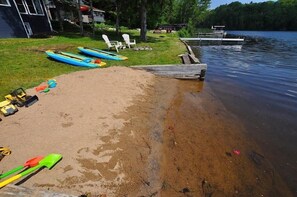 On the beach, sun-loungers - Waterfront Family Cottage with Private Beach and Hot Tub (HERS)