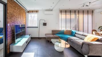Smart TV, DVD player, books, video library