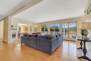 Smart TV, chimenea, reproductor de DVD y monitor de computadora 