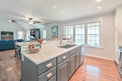 Country-Chic Home w/ Fire Pit, Steps to Lake!
