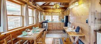 Historic dog-friendly cabin overlooking Lake Lucerne with deck & great views