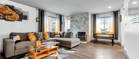 Smart TV, fireplace, video games