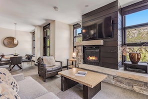 TV, fireplace