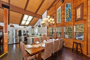 Dining - Log Cabin Lodge by Destination Big Bear: Log Cabin! Walking distance to Snow Summit! Minutes from The Village! Game Tables! (Big Bear Lake)