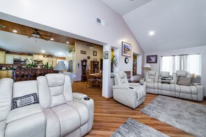 TV, books, stereo, computer monitors