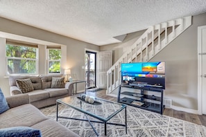 TV, fireplace, offices