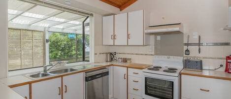 Fridge, microwave, dishwasher, coffee/tea maker