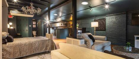 1 bedroom, desk, laptop workspace, iron/ironing board