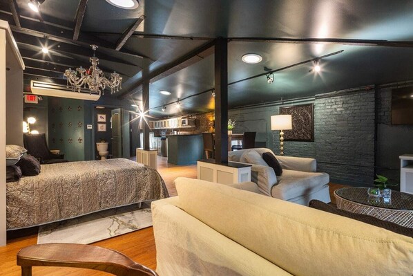 1 bedroom, desk, laptop workspace, iron/ironing board