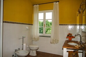 Dusche, Haartrockner, Bidet, Handtücher