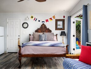 1 bedroom, desk, iron/ironing board, travel cot