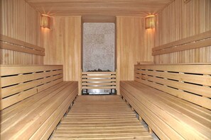 Sauna seca, banheira de hidromassagem, sauna a vapor