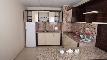 Fridge, dining tables