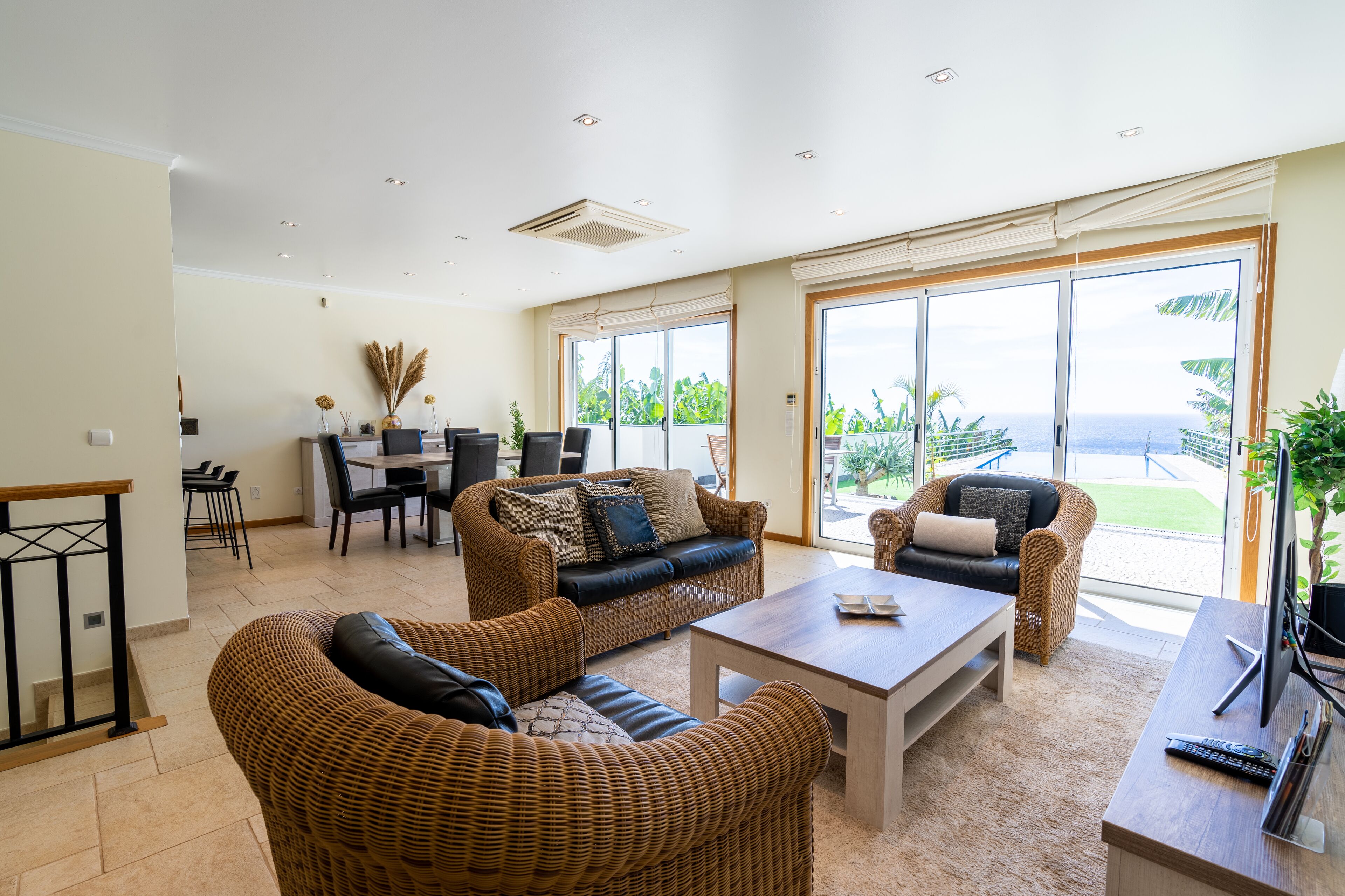 Smart TV, chimenea y libros 