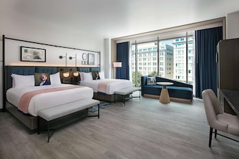 Egyptian cotton sheets, premium bedding, pillowtop beds, in-room safe at The Royal Sonesta Washington DC Capitol Hill