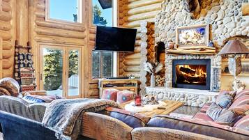 TV, fireplace, video games, ping pong