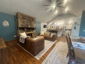 Smart TV, fireplace, DVD player