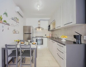 Fridge, oven, dishwasher, cookware/dishes/utensils