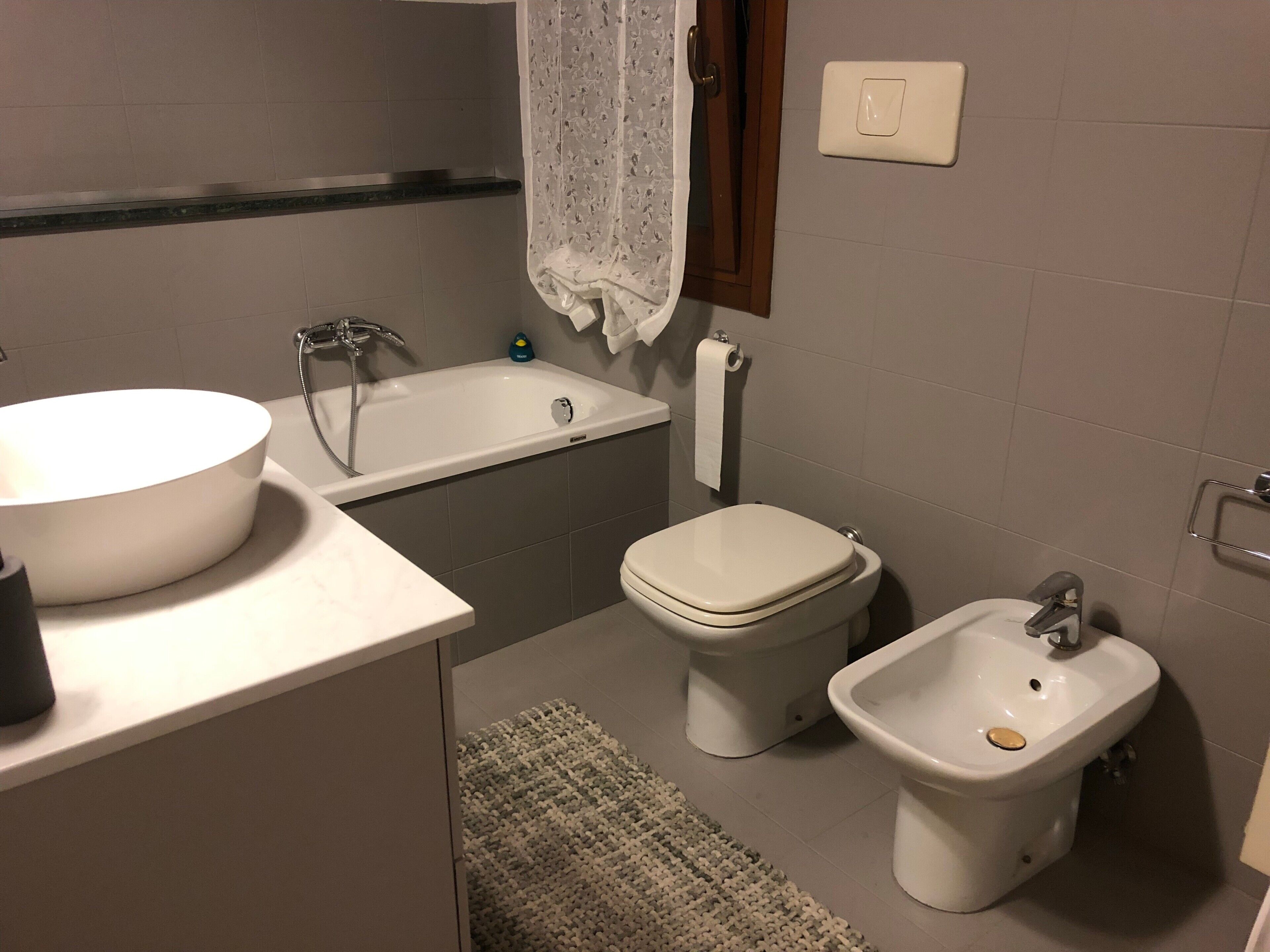 Badewanne, Haartrockner, Handtücher