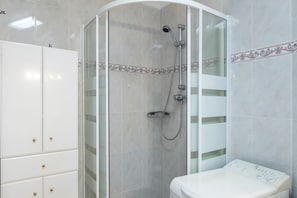Ducha, secador de pelo y toallas