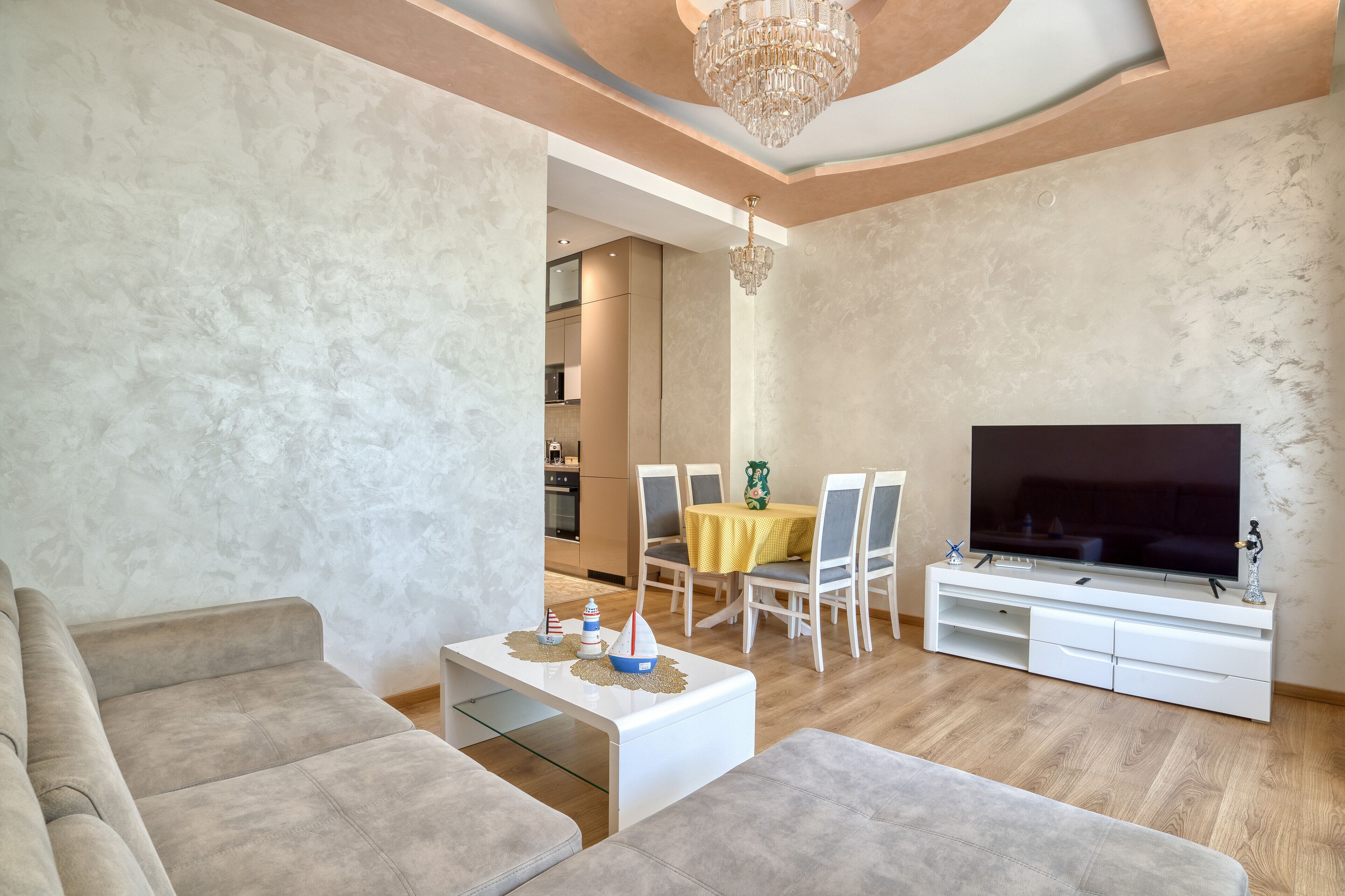 Family Apartment, 2 Bedrooms, Garden Area | Living area | 55-inch Smart TV with satellite channels, TV