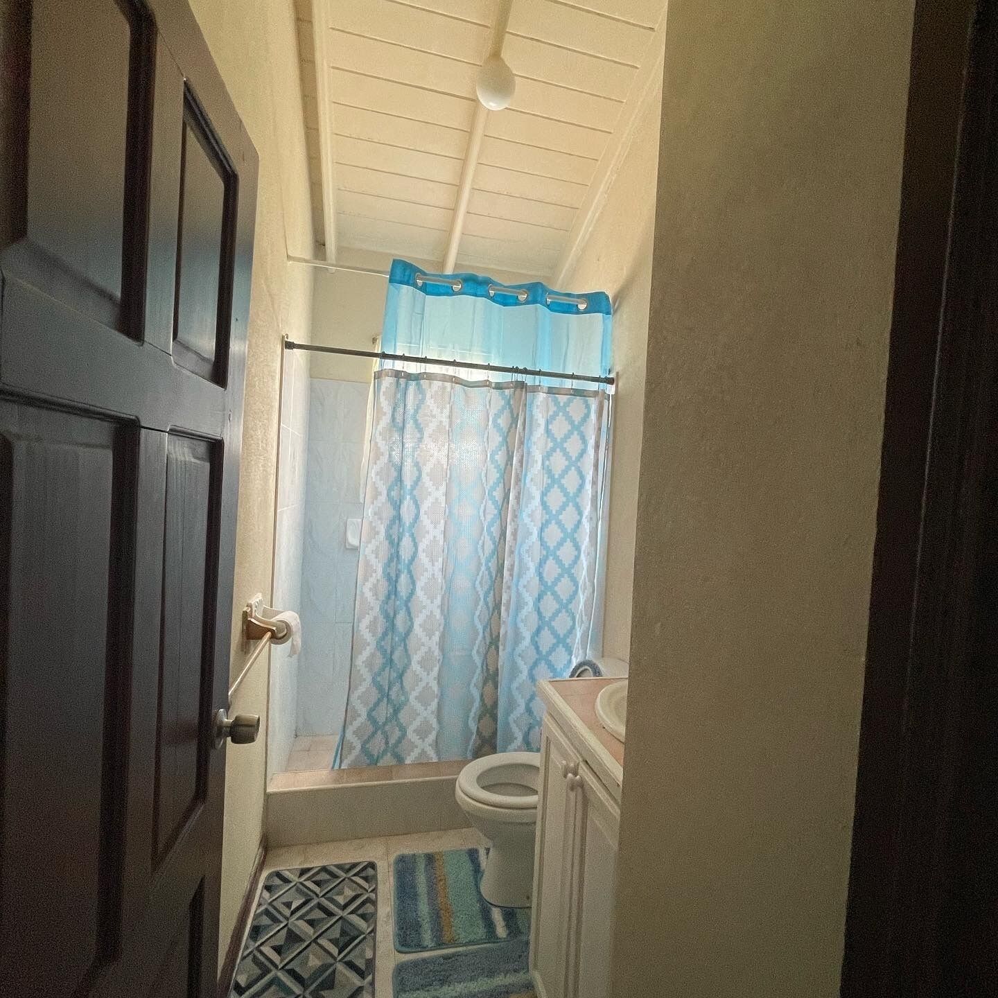 Douche, serviettes fournies, savon, papier toilette