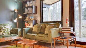 Smart TV, fireplace, video games, books