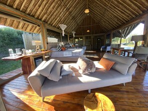 TV - A perfect mix of uncluttered safari simplicity, muted khaki tones. (Talek)