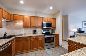 Fridge, microwave, oven, dishwasher