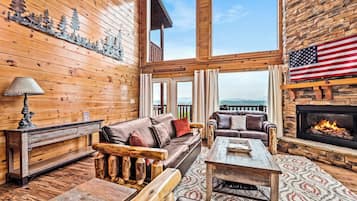 Smart TV, fireplace, video games, DVD player