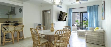 Condo | Living area | 50-inch Smart TV with cable channels, TV