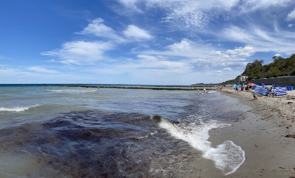 Beach nearby, sun-loungers