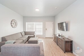 Smart TV, fireplace, table football, offices