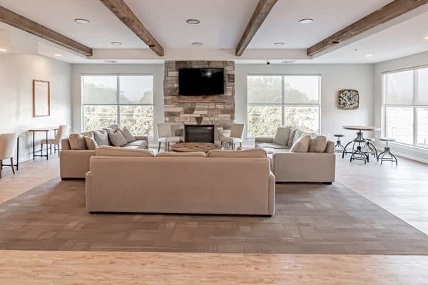 Smart TV, fireplace, table football, offices