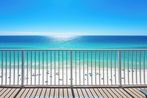 On the beach, sun loungers, beach towels