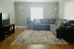 TV, DVD player, books, music library