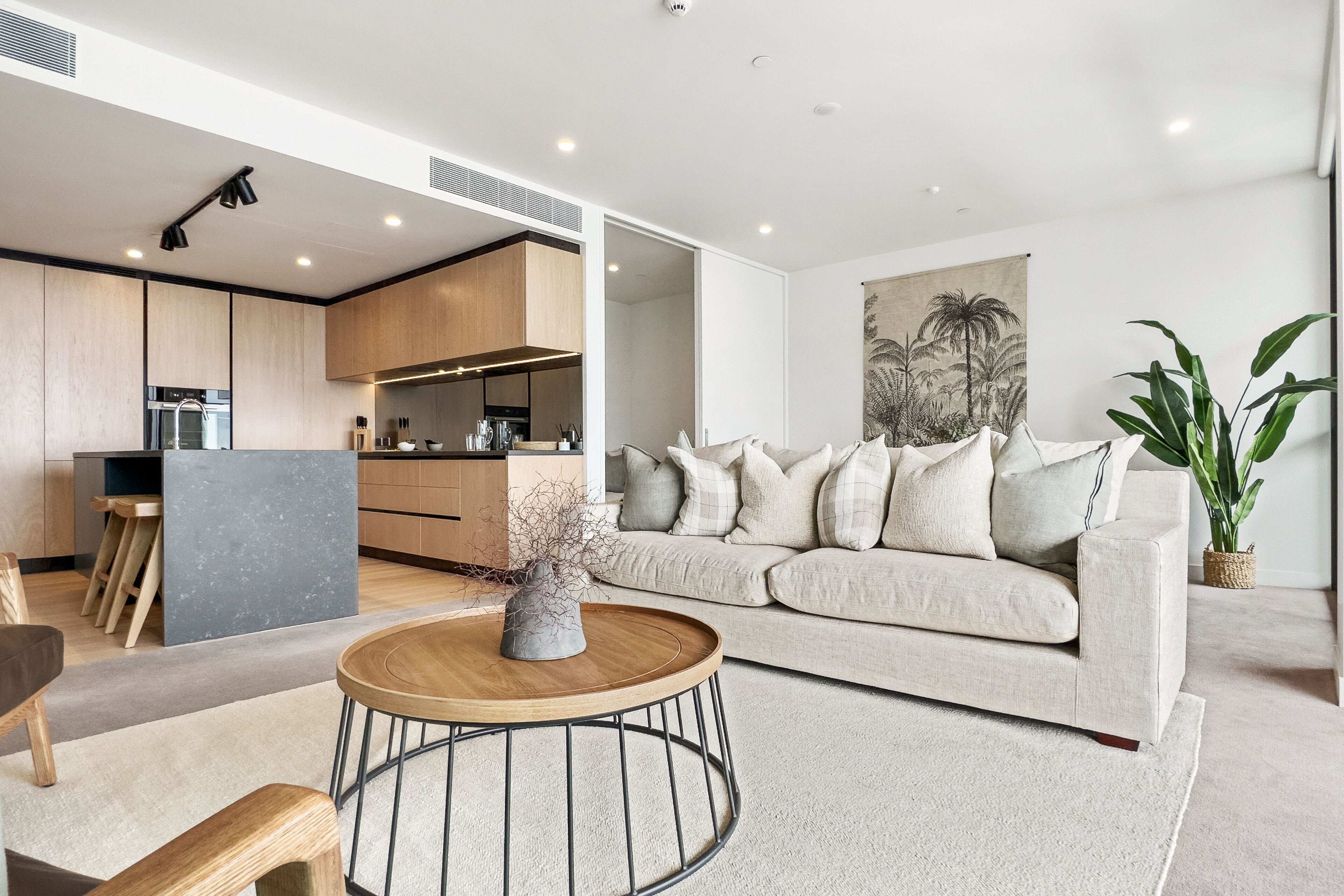 Deluxe Apartment, 2 Bedrooms | Living area | 55-inch Smart TV with satellite channels, TV, heated floors