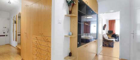 2 bedrooms, desk, iron/ironing board, travel cot