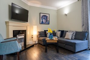 TV, fireplace