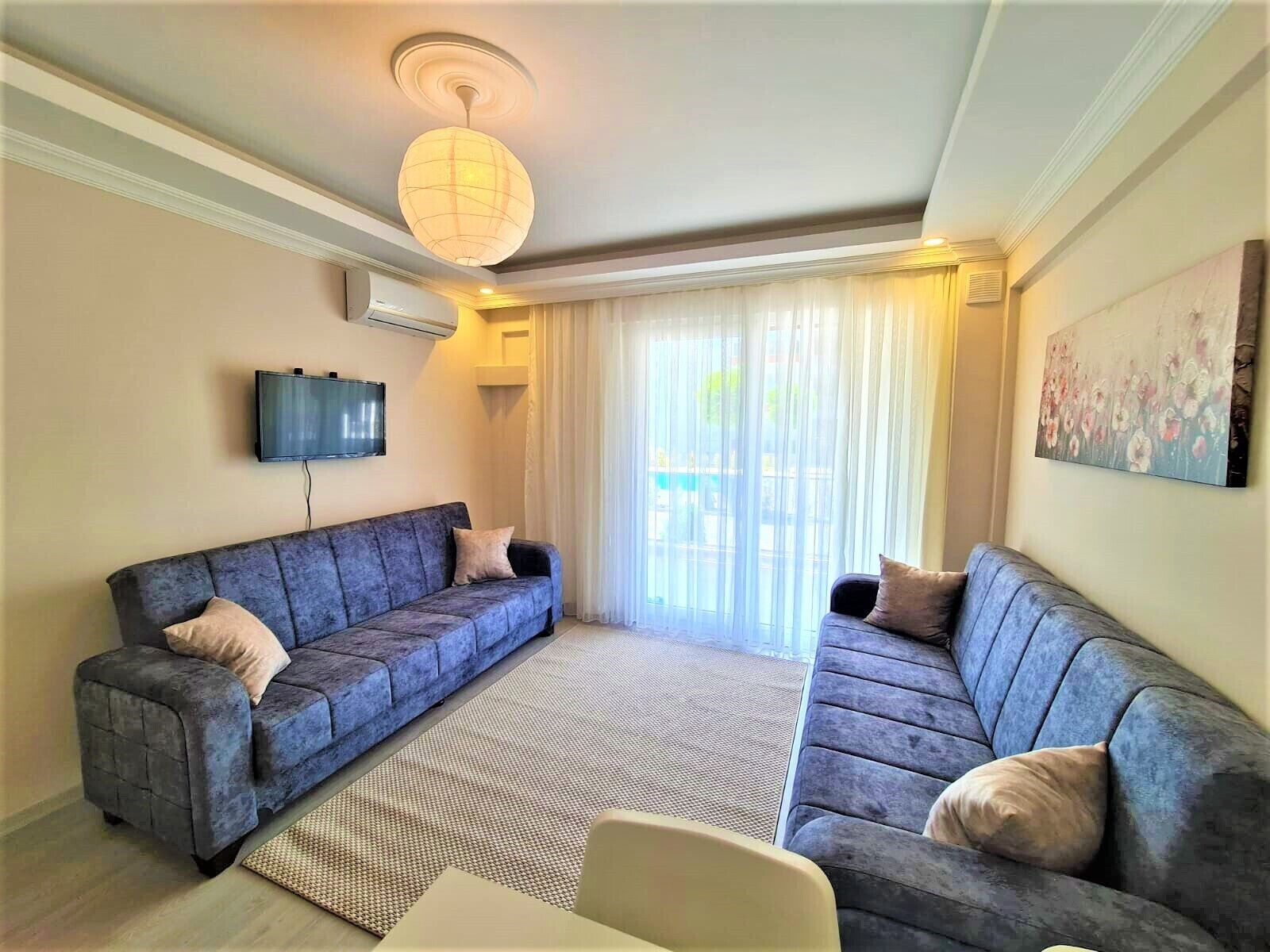 deluxe apartment | premium bedding, desk, laptop workspace, iron/ironing board