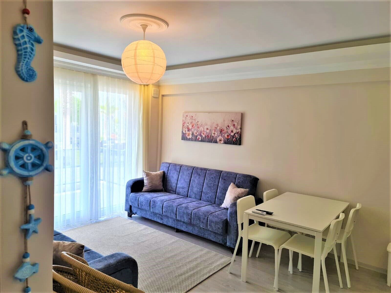 deluxe apartment | premium bedding, desk, laptop workspace, iron/ironing board