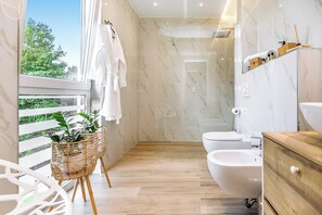 Family Villa, Multiple Bedrooms (Luxury Villa Sonia With Wellness &) | Bathroom | Shower, hair dryer, bidet, towels - Luxury Villa Sonia With Wellness & Gym (Sveta Nedelja)