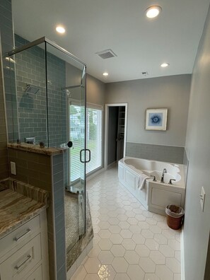 Bathtub, hair dryer, towels
