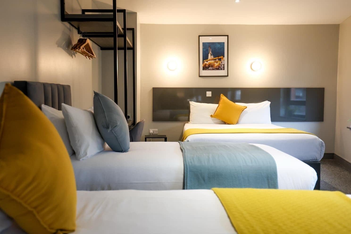 Comfort Quadruple Room | Memory foam beds, desk, laptop workspace, iron/ironing board