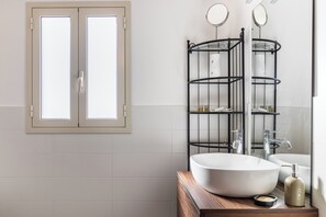 Shower, hair dryer, bidet, shampoo