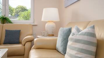 Fernseher, Kamin, DVD-Player, Bücher