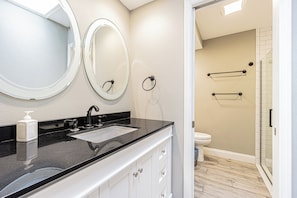 Shower, towels, toilet paper